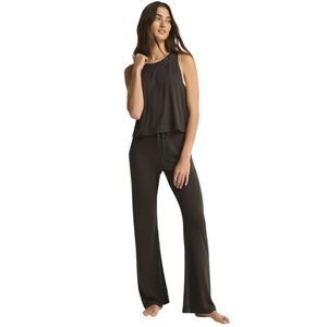 Z Supply Warmer Days Ringer Cropped Tank - Black Sand Color